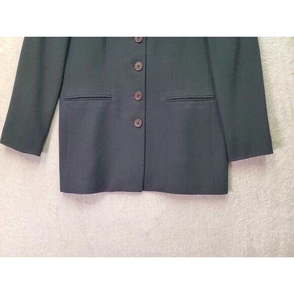 Jones New York Blazer Jacket Women Petite 8 Black Wool Notch Collar Button Front - Picture 3 of 9
